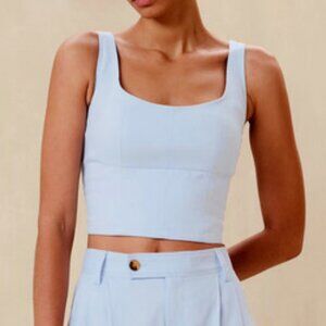 NWT Banana Republic Factory Linen-Blend Cropped Bustier Blue 2